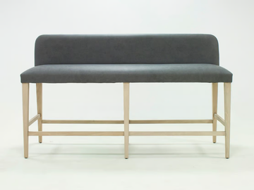 MAURO ORIGINS - High leather bench with back with footrest by Crearte Collections - view 2